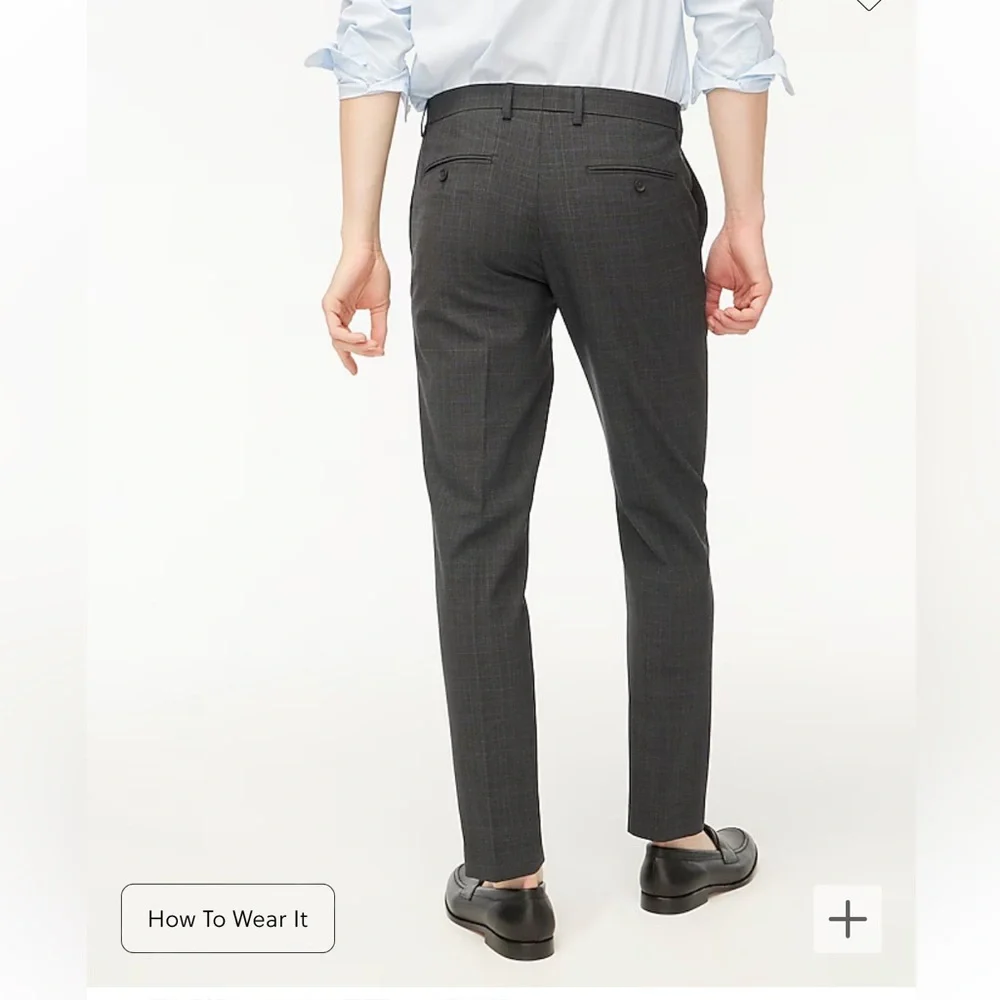 J CREW Thompson Wool Blend Pant in Gray Blue Glen Plaid Size 34‎ $168